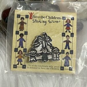 Sterling Silver Save The Children Vintage Brooch
